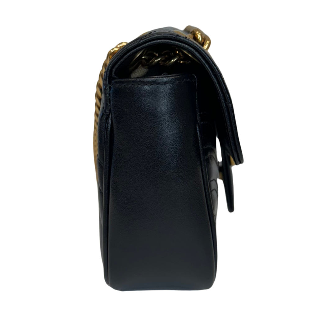 Gucci Marmont Flap Bag Black Calfskin Gold HW Mini