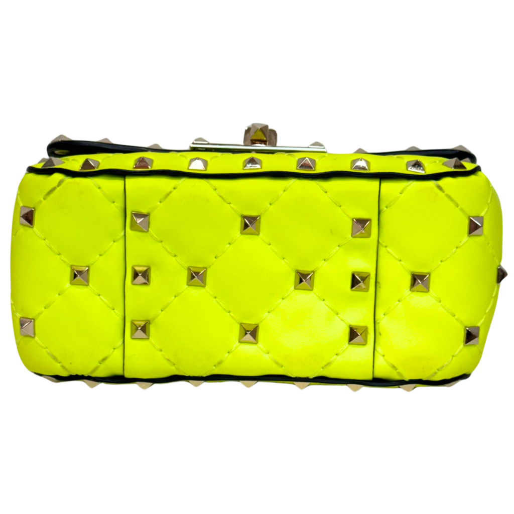 Valentino Rockstud Spike Neon Green Leather Silver HW Mini