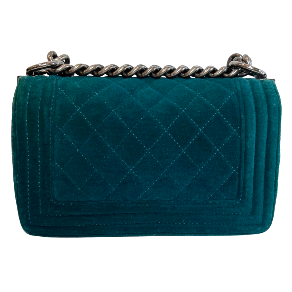 Chanel Green Velvet Small Boy Bag