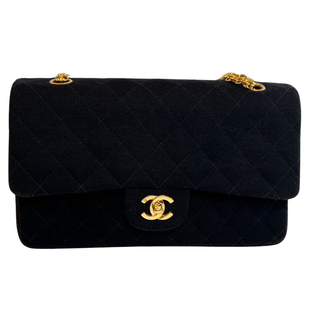 Chanel Black Jersey Classic Double Flap