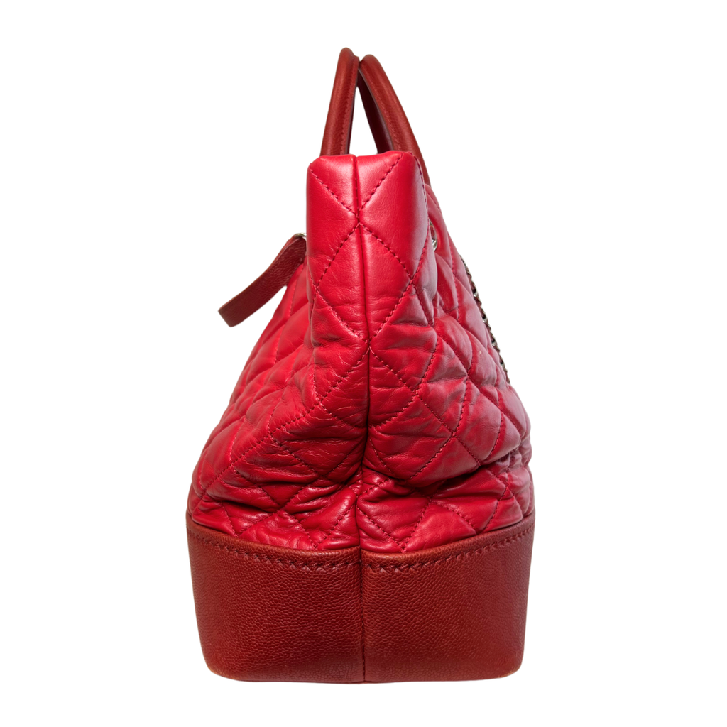 Chanel Red Calfskin and Caviar Cambon Tote