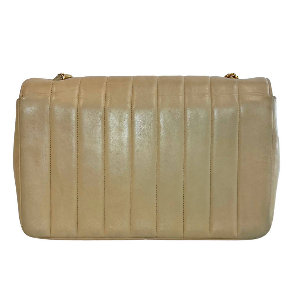 Chanel Vintage Beige Lambskin Medium Mademoiselle Flap