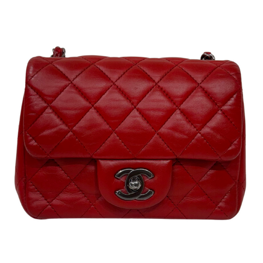 Chanel Red Quilted Lambskin Mini Bag