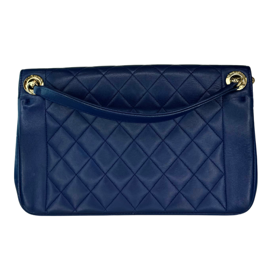 Chanel Navy Quilted Lambskin Icon Single Flap Bag