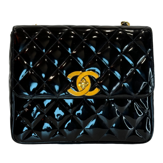 Chanel Black Patent Shoulder Bag 1994-1996