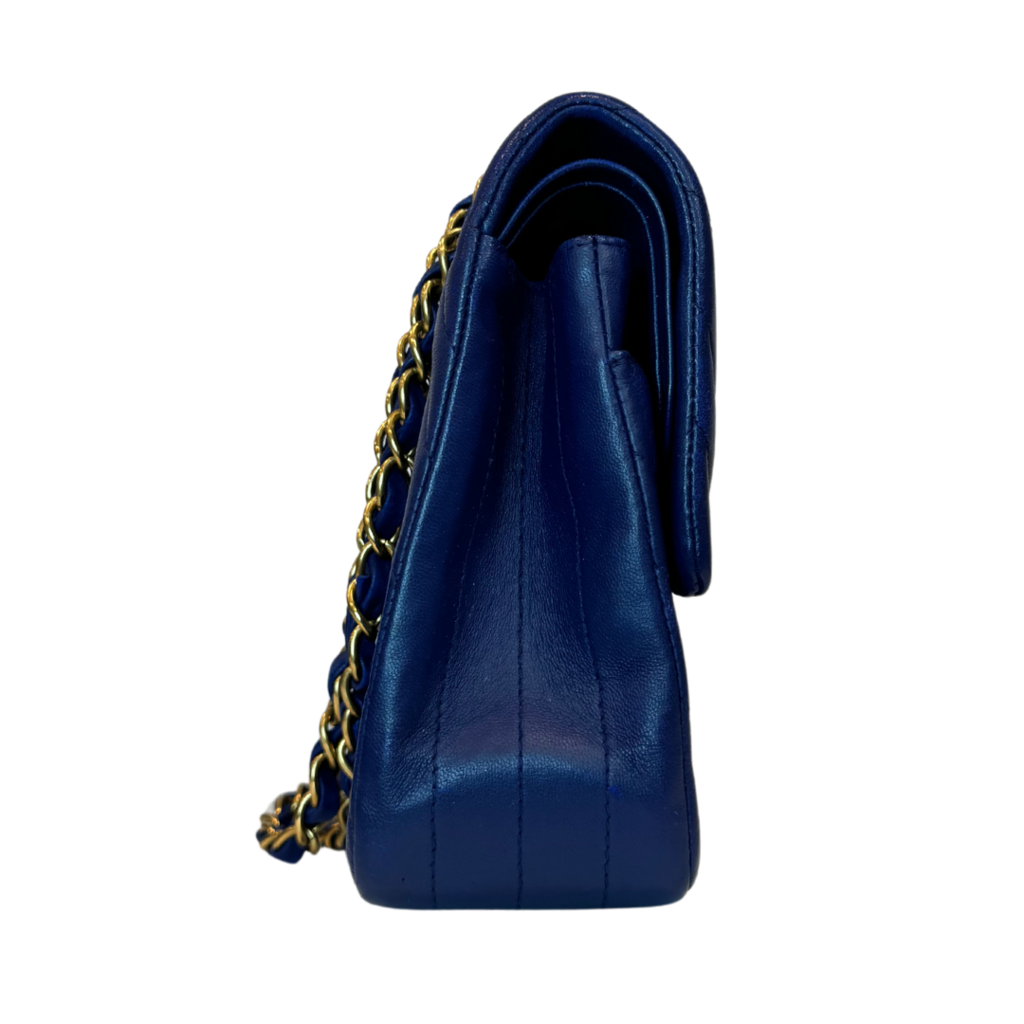 Chanel Navy Chevron Double Flap