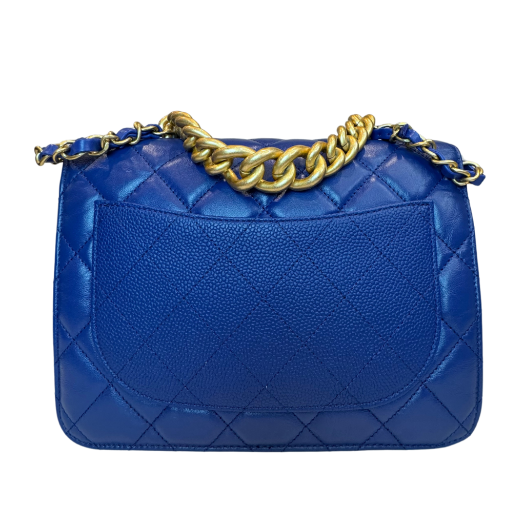 Chanel Vintage Blue Calfskin & Caviar 2 Way Bag