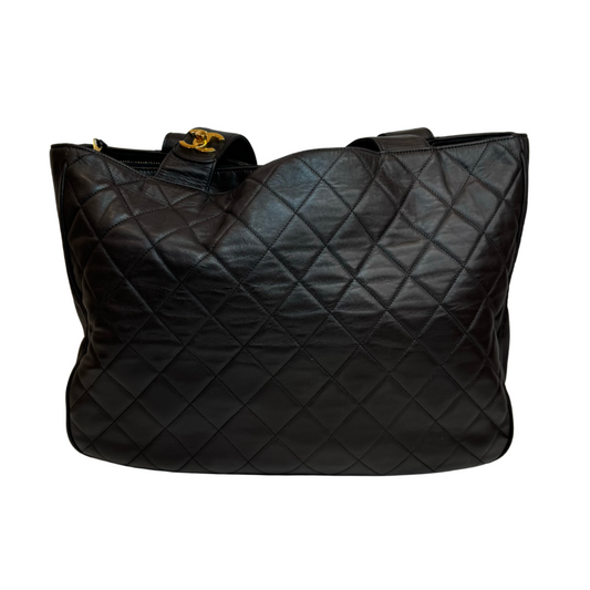 Chanel Brown Leather Quilted Tote 1994