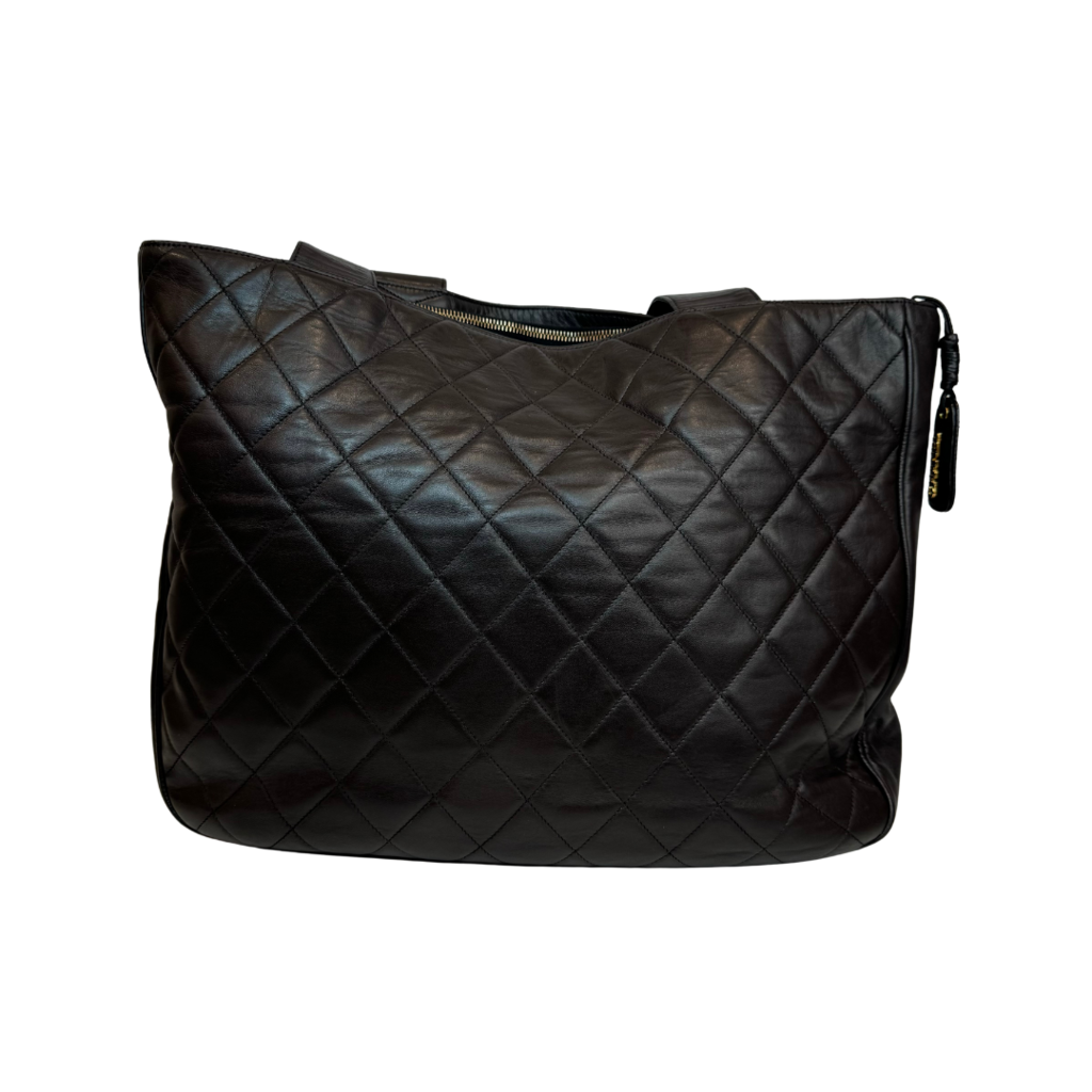 Chanel Brown Leather Quilted Tote 1994