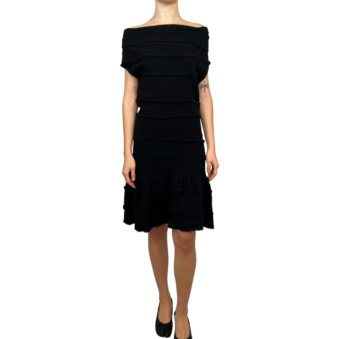 Black Wool Rayon Poly S/S Dress