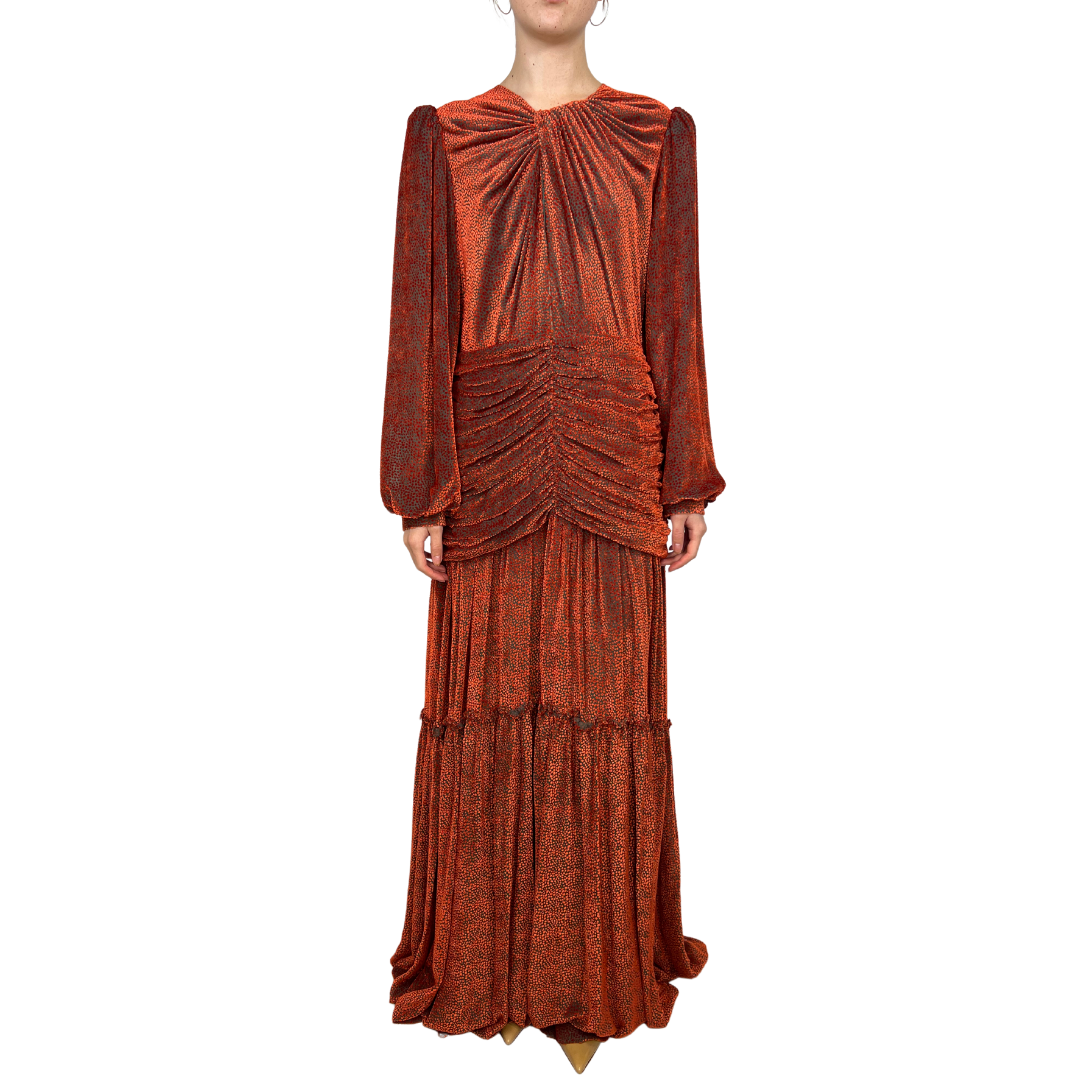 Orange Devore Velvet Ruch Waist Dress (NWT), 44