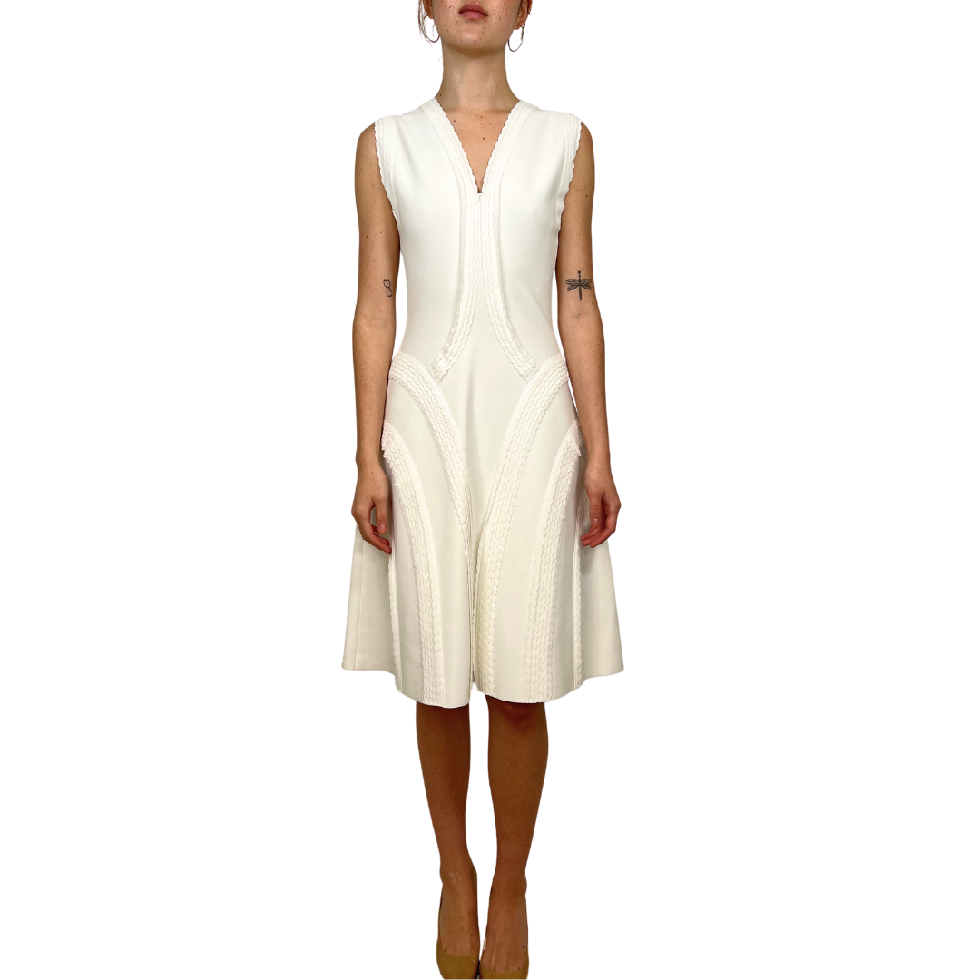 White Knit Scalloped Sleeveless Dress (NWT)