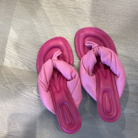 Pink Leather Padded Bellagio Flip Flops
