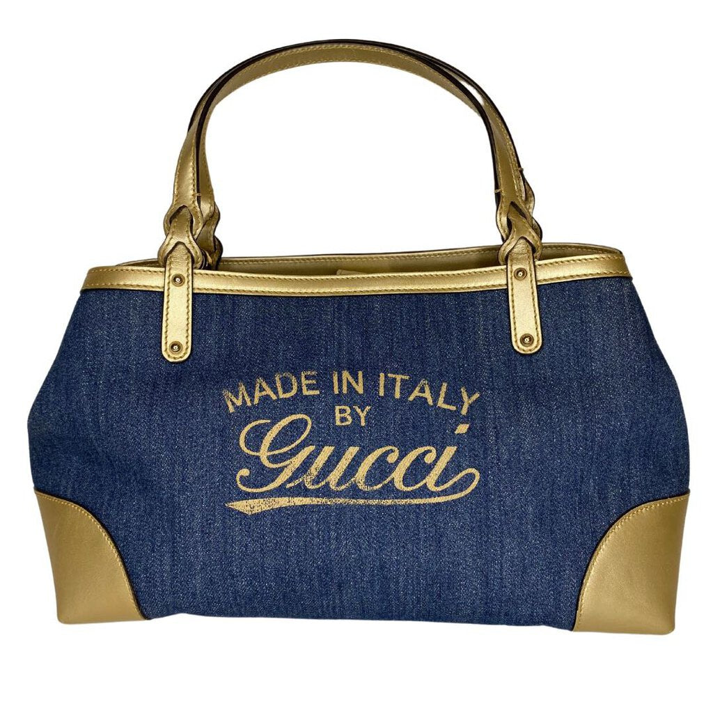 Gucci Denim/Gold Tote Bag GZy0mo